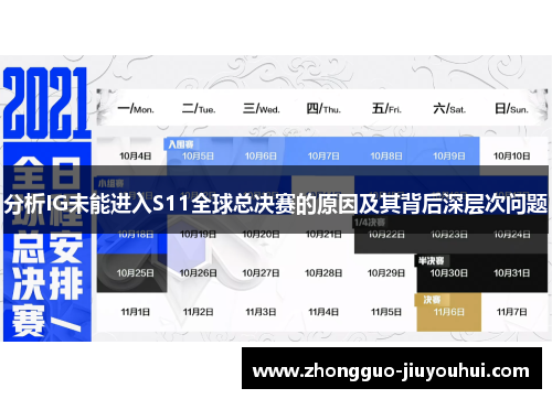 分析IG未能进入S11全球总决赛的原因及其背后深层次问题