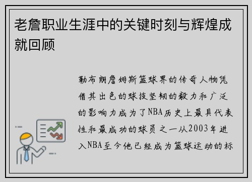 老詹职业生涯中的关键时刻与辉煌成就回顾